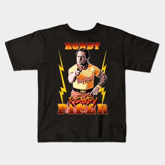 Pointing Roddy Piper Kids T-Shirt by RetroVania